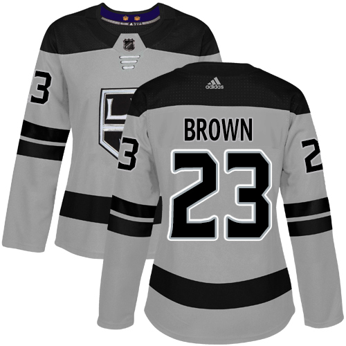 Adidas Kings #23 Dustin Brown Gray Alternate Authentic Women's Stitched NHL Jersey