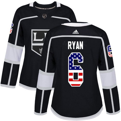 Adidas Kings #6 Joakim Ryan Black Home Authentic USA Flag Women's Stitched NHL Jersey