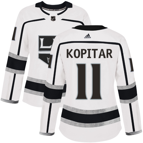 Adidas Kings #11 Anze Kopitar White Road Authentic Women's Stitched NHL Jersey