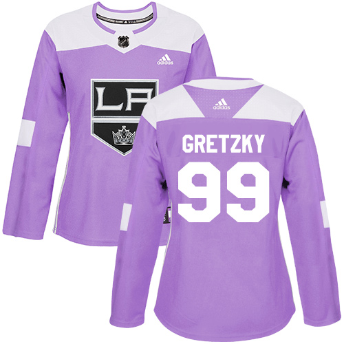 Adidas Kings #99 Wayne Gretzky Purple Authentic Fights Cancer Women's Stitched NHL Jersey