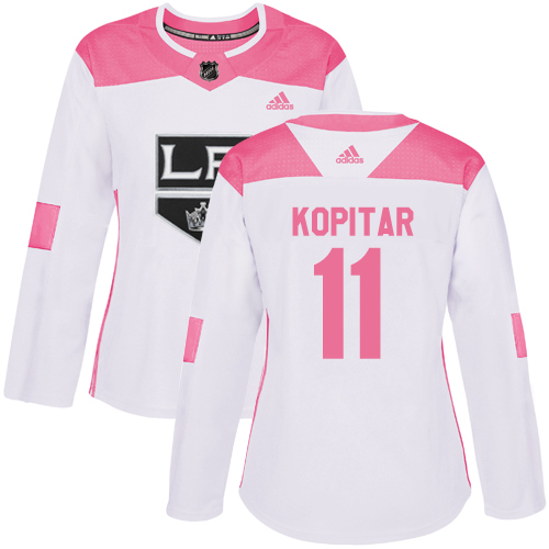 Adidas Kings #11 Anze Kopitar White/Pink Authentic Fashion Women's Stitched NHL Jersey