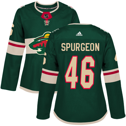 Adidas Wild #46 Jared Spurgeon Green Home Authentic Women's Stitched NHL Jersey