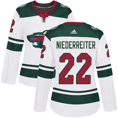 Adidas Wild #22 Nino Niederreiter White Road Authentic Women's Stitched NHL Jersey