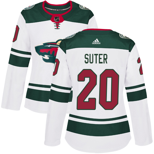 Adidas Wild #20 Ryan Suter White Road Authentic Women's Stitched NHL Jersey
