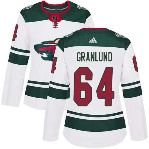 Adidas Wild #64 Mikael Granlund White Road Authentic Women's Stitched NHL Jersey