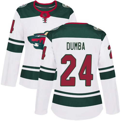 Adidas Wild #24 Matt Dumba White Road Authentic Women's Stitched NHL Jersey