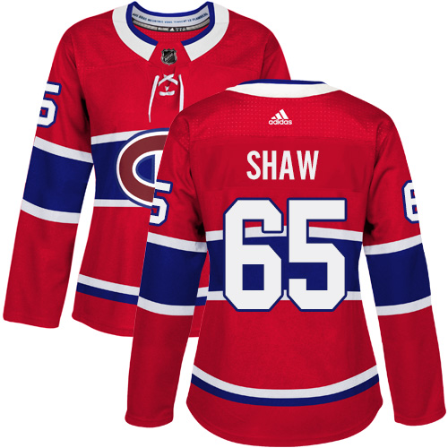 Adidas Canadiens #65 Andrew Shaw Red Home Authentic Women's Stitched NHL Jersey