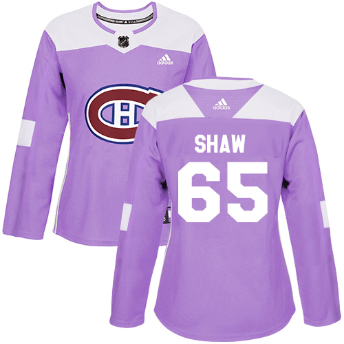 Adidas Canadiens #65 Andrew Shaw Purple Authentic Fights Cancer Women's Stitched NHL Jersey
