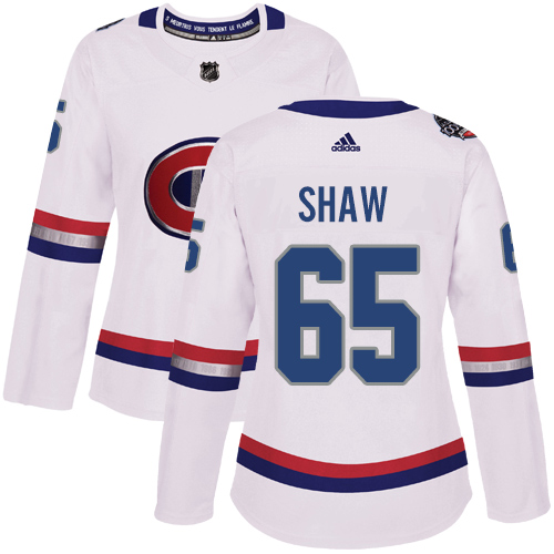 Adidas Canadiens #65 Andrew Shaw White Authentic 2017 100 Classic Women's Stitched NHL Jersey