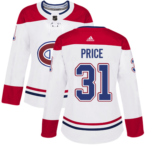 Adidas Canadiens #31 Carey Price White Road Authentic Women's Stitched NHL Jersey