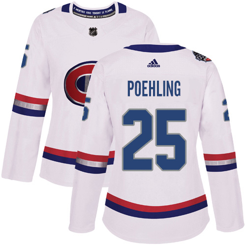 Adidas Canadiens #25 Ryan Poehling White Authentic 2017 100 Classic Women's Stitched NHL Jersey