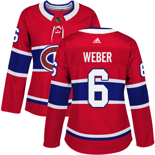 Adidas Canadiens #6 Shea Weber Red Home Authentic Women's Stitched NHL Jersey