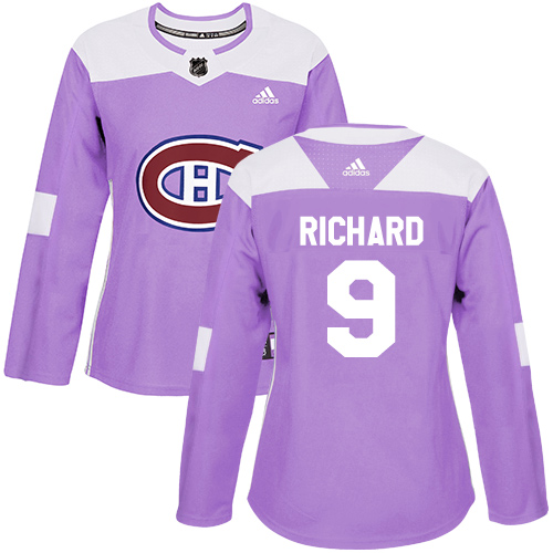 Adidas Canadiens #9 Maurice Richard Purple Authentic Fights Cancer Women's Stitched NHL Jersey