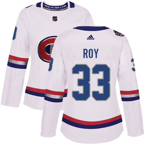 Adidas Canadiens #33 Patrick Roy White Authentic 2017 100 Classic Women's Stitched NHL Jersey