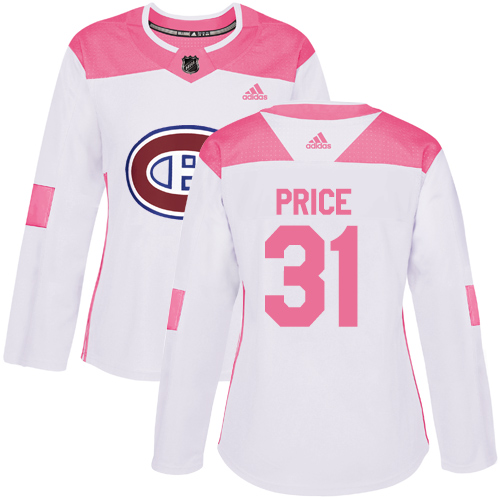 Adidas Canadiens #31 Carey Price White/Pink Authentic Fashion Women's Stitched NHL Jersey