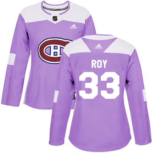Adidas Canadiens #33 Patrick Roy Purple Authentic Fights Cancer Women's Stitched NHL Jersey