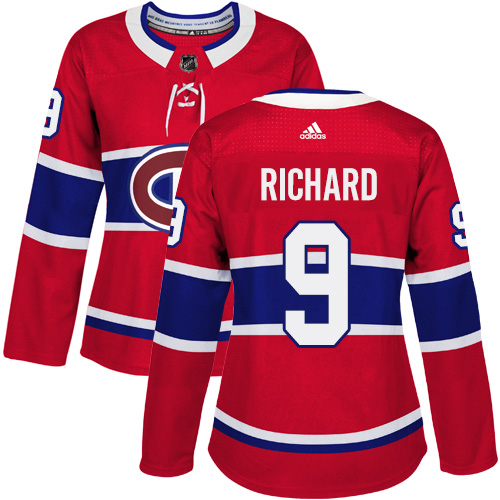 Adidas Canadiens #9 Maurice Richard Red Home Authentic Women's Stitched NHL Jersey
