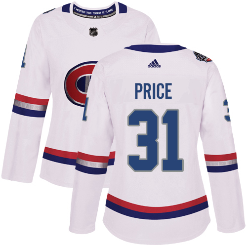 Adidas Canadiens #31 Carey Price White Authentic 2017 100 Classic Women's Stitched NHL Jersey