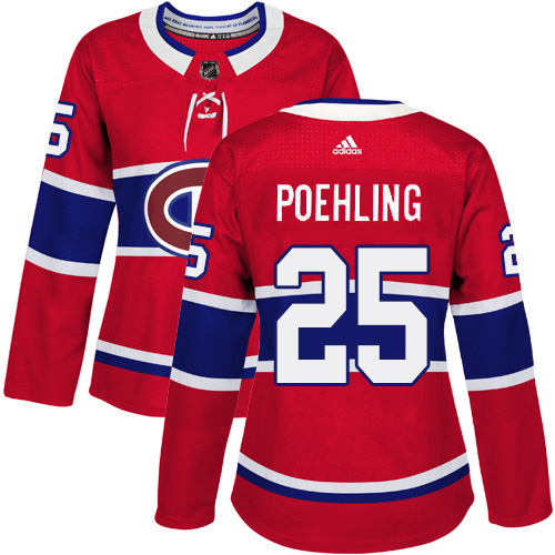 Adidas Canadiens #25 Ryan Poehling Red Home Authentic Women's Stitched NHL Jersey