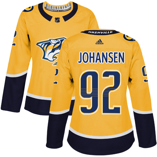 Adidas Predators #92 Ryan Johansen Yellow Home Authentic Women's Stitched NHL Jersey