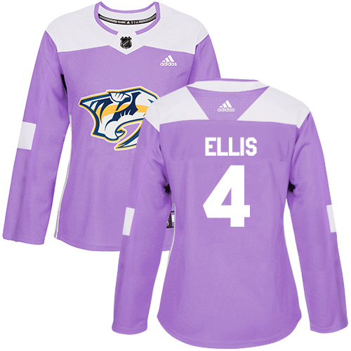Adidas Predators #4 Ryan Ellis Purple Authentic Fights Cancer Women's Stitched NHL Jersey