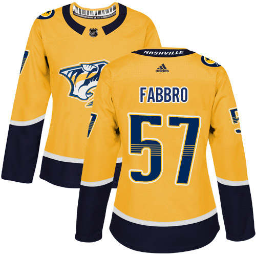 Adidas Predators #57 Dante Fabbro Yellow Home Authentic Women's Stitched NHL Jersey