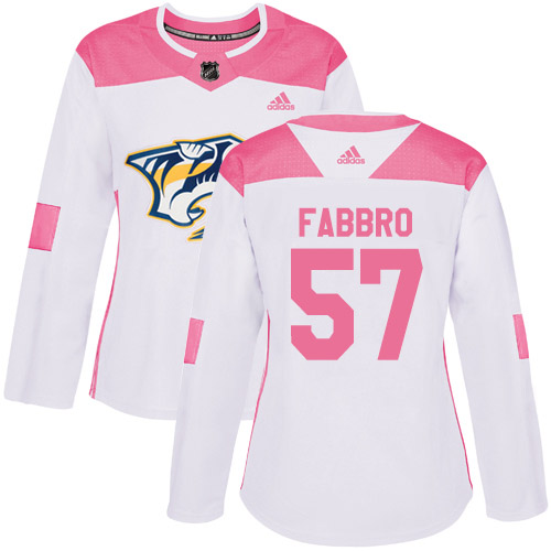 Adidas Predators #57 Dante Fabbro White/Pink Authentic Fashion Women's Stitched NHL Jersey