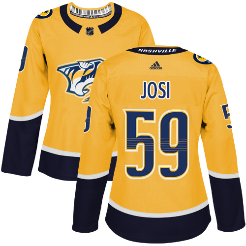 Adidas Predators #59 Roman Josi Yellow Home Authentic Women's Stitched NHL Jersey