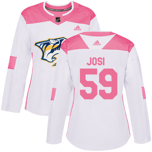 Adidas Predators #59 Roman Josi White/Pink Authentic Fashion Women's Stitched NHL Jersey