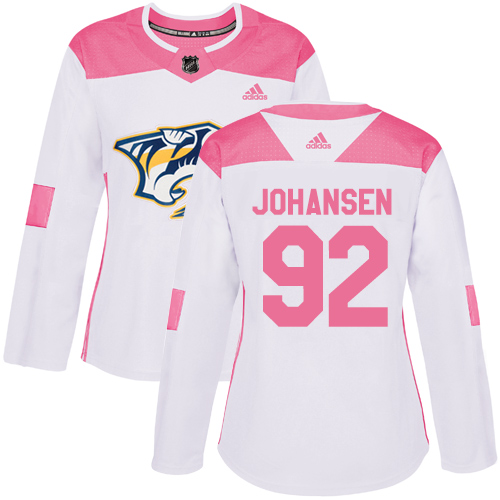 Adidas Predators #92 Ryan Johansen White/Pink Authentic Fashion Women's Stitched NHL Jersey