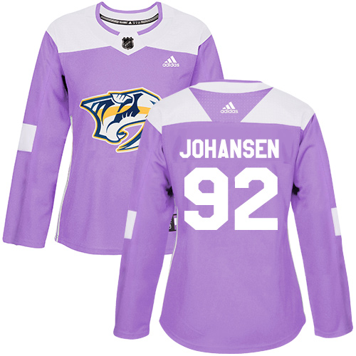 Adidas Predators #92 Ryan Johansen Purple Authentic Fights Cancer Women's Stitched NHL Jersey