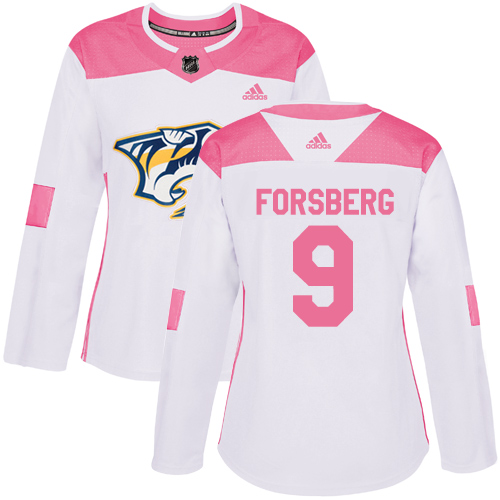 Adidas Predators #9 Filip Forsberg White/Pink Authentic Fashion Women's Stitched NHL Jersey