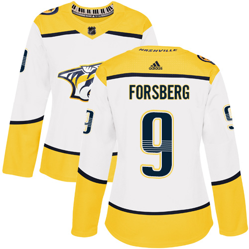 Adidas Predators #9 Filip Forsberg White Road Authentic Women's Stitched NHL Jersey