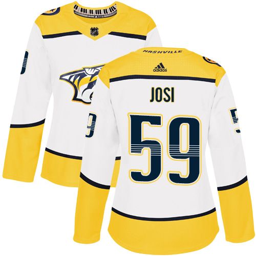 Adidas Predators #59 Roman Josi White Road Authentic Women's Stitched NHL Jersey