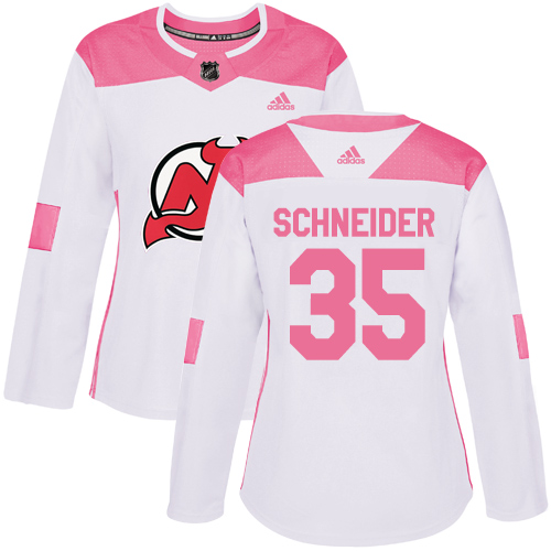 Adidas Devils #35 Cory Schneider White/Pink Authentic Fashion Women's Stitched NHL Jersey