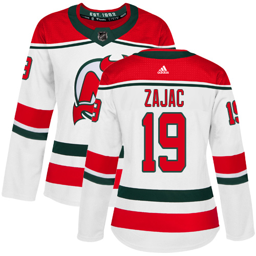 Adidas Devils #19 Travis Zajac White Alternate Authentic Women's Stitched NHL Jersey