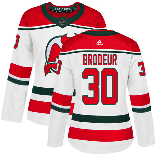 Adidas Devils #30 Martin Brodeur White Alternate Authentic Women's Stitched NHL Jersey