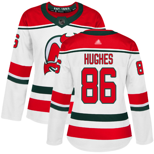 Adidas Devils #86 Jack Hughes White Alternate Authentic Women's Stitched NHL Jersey