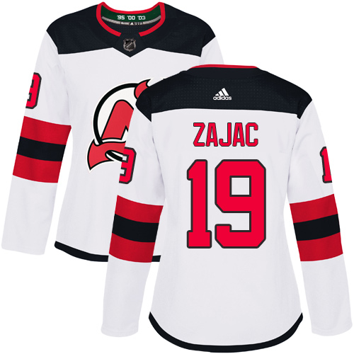 Adidas Devils #19 Travis Zajac White Road Authentic Women's Stitched NHL Jersey