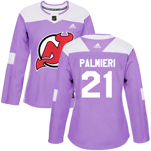 Adidas Devils #21 Kyle Palmieri Purple Authentic Fights Cancer Women's Stitched NHL Jersey