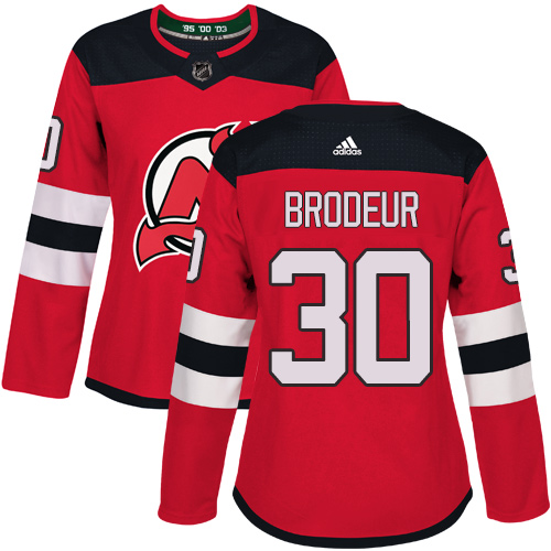 Adidas Devils #30 Martin Brodeur Red Home Authentic Women's Stitched NHL Jersey