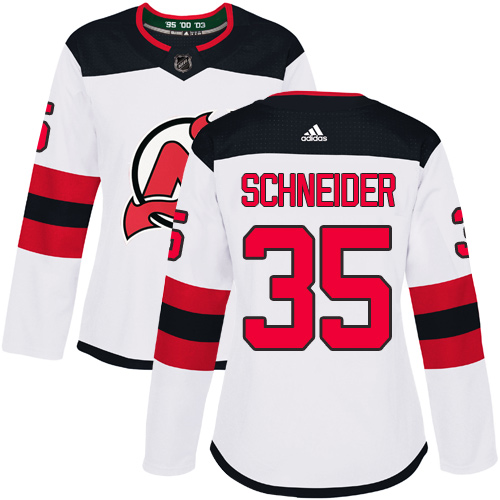 Adidas Devils #35 Cory Schneider White Road Authentic Women's Stitched NHL Jersey