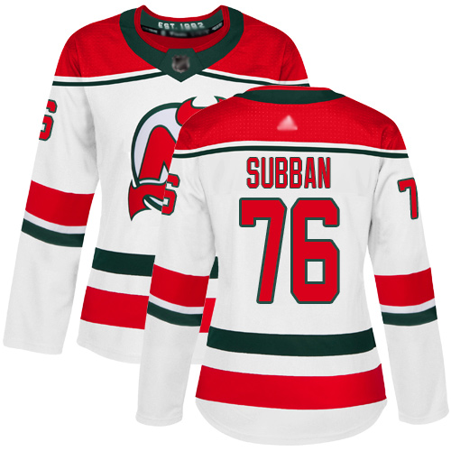 Adidas Devils #76 P. K. Subban White Alternate Authentic Women's Stitched NHL Jersey