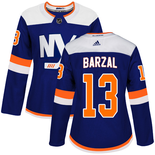 Adidas Islanders #13 Mathew Barzal Blue Alternate Authentic Women's Stitched NHL Jersey
