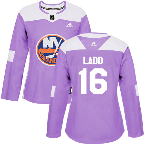Adidas Islanders #16 Andrew Ladd Purple Authentic Fights Cancer Women's Stitched NHL Jersey