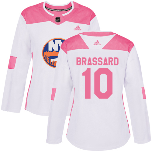 Adidas Islanders #10 Derek Brassard White/Pink Authentic Fashion Women's Stitched NHL Jersey