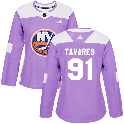 Adidas Islanders #91 John Tavares Purple Authentic Fights Cancer Women's Stitched NHL Jersey