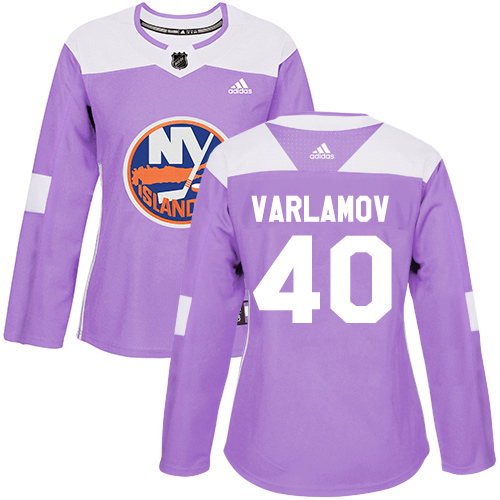 Adidas Islanders #40 Semyon Varlamov Purple Authentic Fights Cancer Women's Stitched NHL Jersey