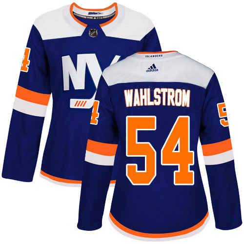 Adidas Islanders #54 Oliver Wahlstrom Blue Alternate Authentic Women's Stitched NHL Jersey