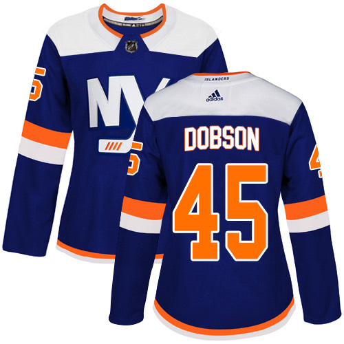 Adidas Islanders #45 Noah Dobson Blue Alternate Authentic Women's Stitched NHL Jersey